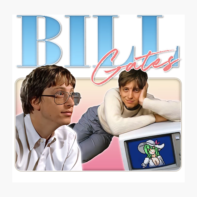 Bill Gates  Retro Aesthetic Fan Design Throw Pillow