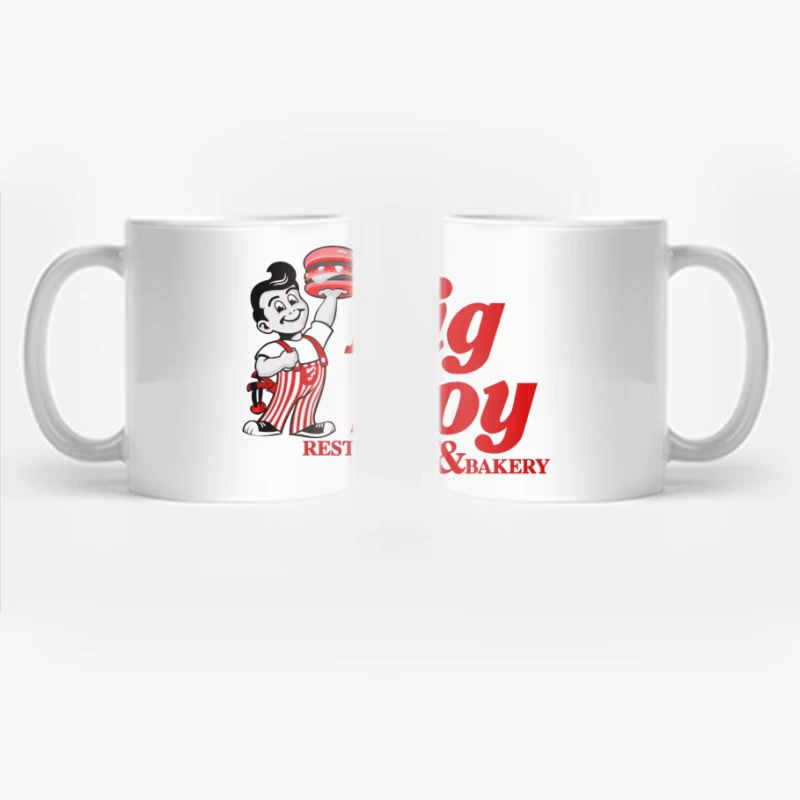 Vintage Big Boy Restaurant and Bakery Logo with Cartoon Mascot Coffee Mug