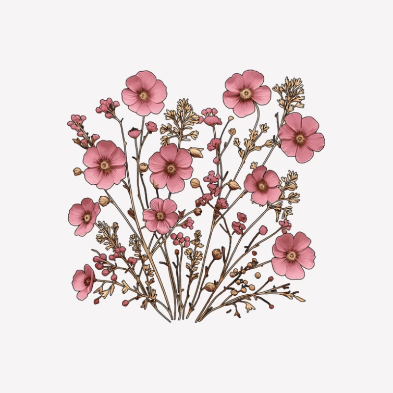 Rosa Blumenstrauß mit filigranen Zweigen Herren T-Shirt