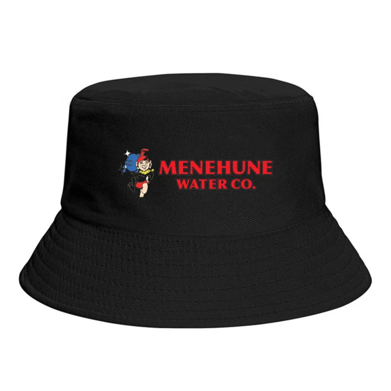 Vintage Menehune Water Company Logo with Cartoon Mascot Bucket Hat