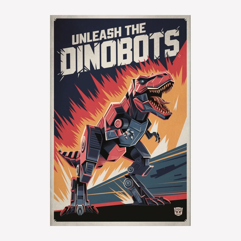 Retro Transformers Dinosaur Robot Action Poster Female T-Shirt