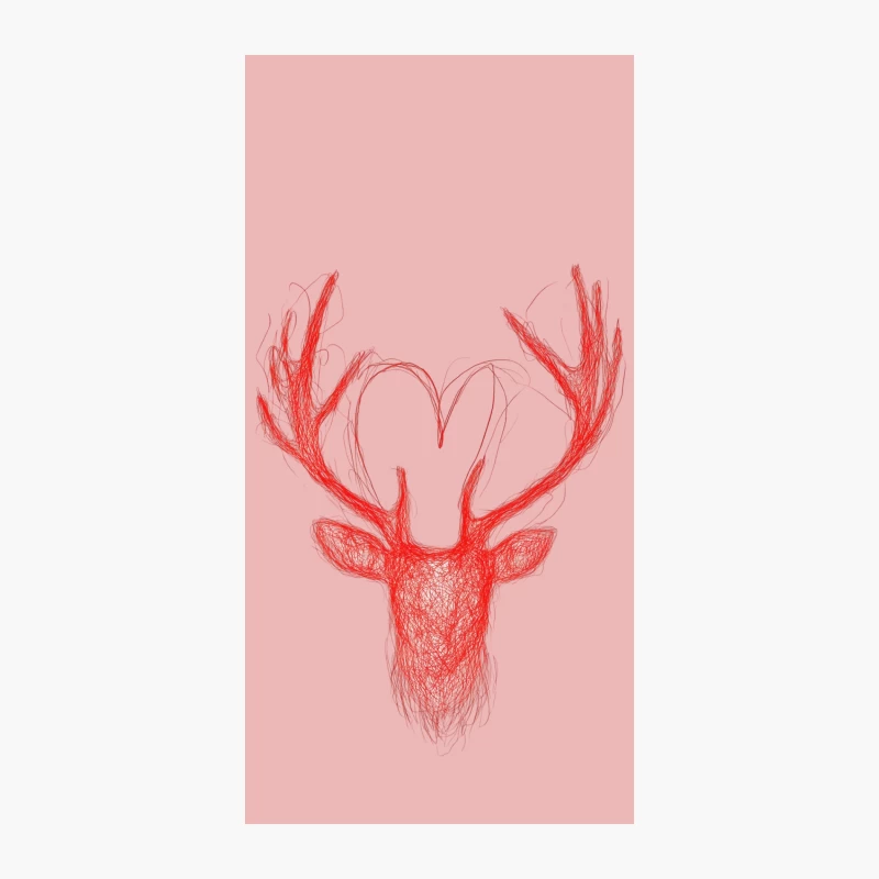 Red Sketched Deer Head with Antlers iPhone Case