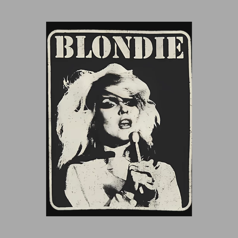 Vintage Black and White Blondie Band Promotional Poster Male Pullover Hoodie