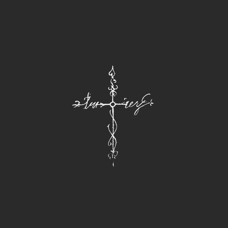 Minimalist Sketch of Religious Cross Symbol Baseball Cap