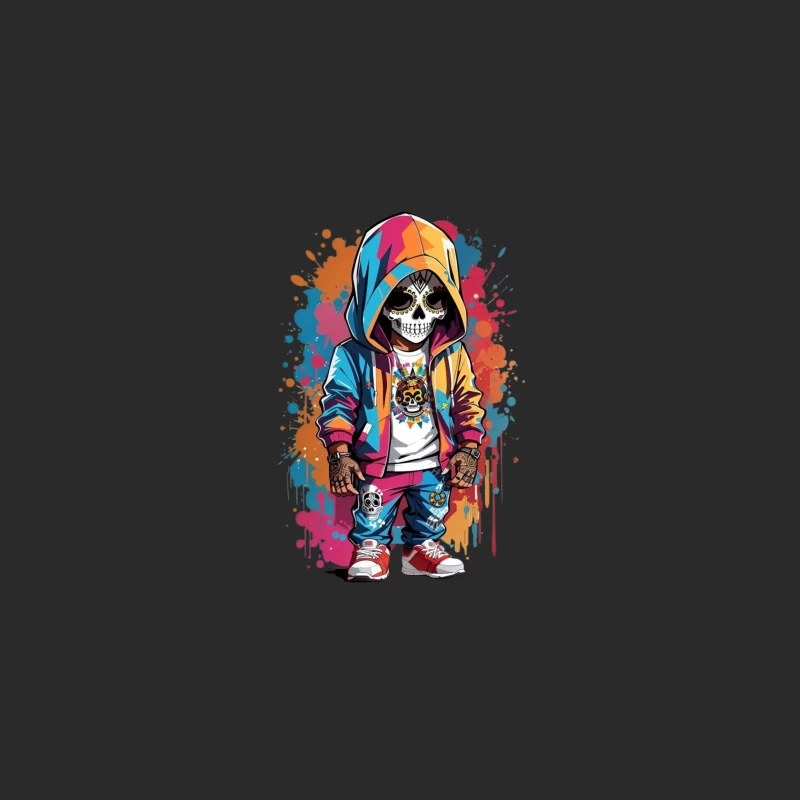 Colorful Skeleton Character in Streetwear Baseball Cap