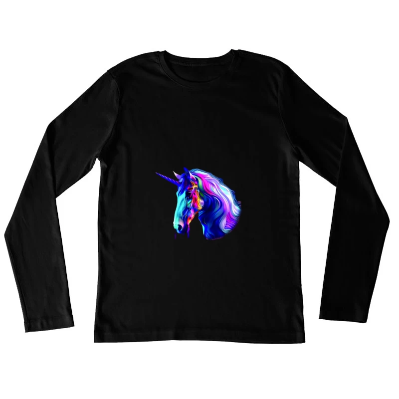 Abstrakter farbenfroher Einhornkopf Damen Langarm T-Shirt