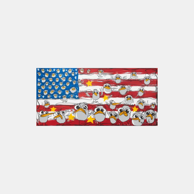 Patriotic Seagull Cartoon on American Flag Male Tank Top