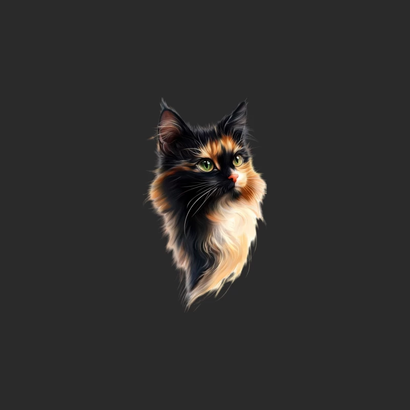 Stunning Portrait of a Fluffy Multicolored Cat Baseball Cap