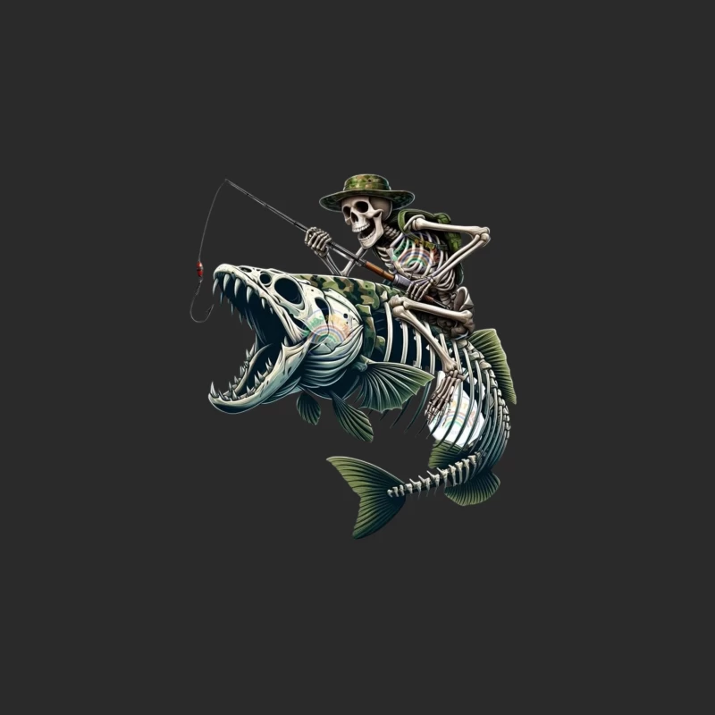 Skeleton Fishing in a Humorous Style Baseball Cap