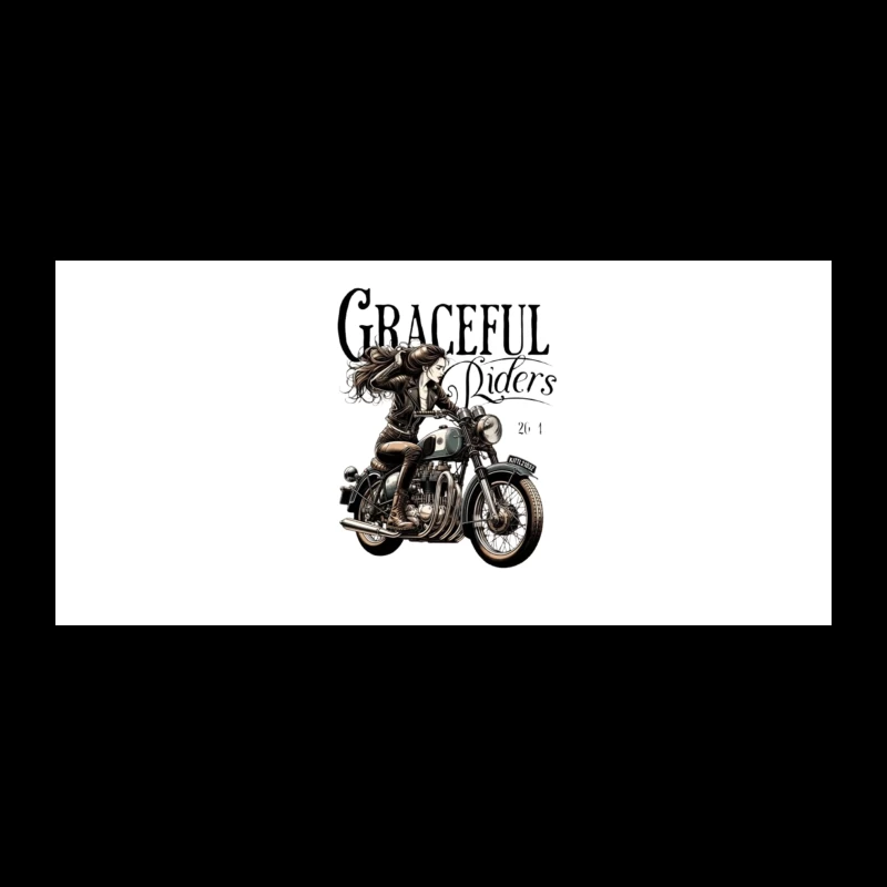 Graceful Riders: Vintage Motorcycle Art with Female Motorcyclist Coffee Mug