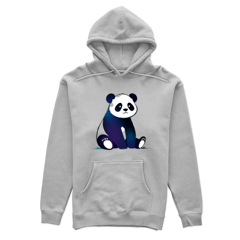 Cute Blue Gradient Cartoon Panda Illustration Female Pullover Hoodie