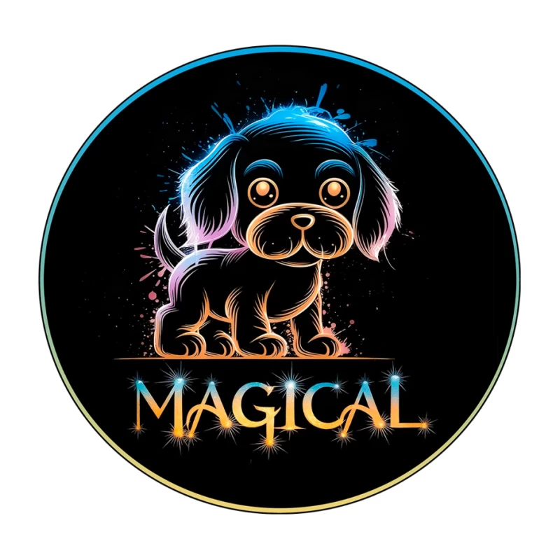 Magical Neon Puppy Art Pin