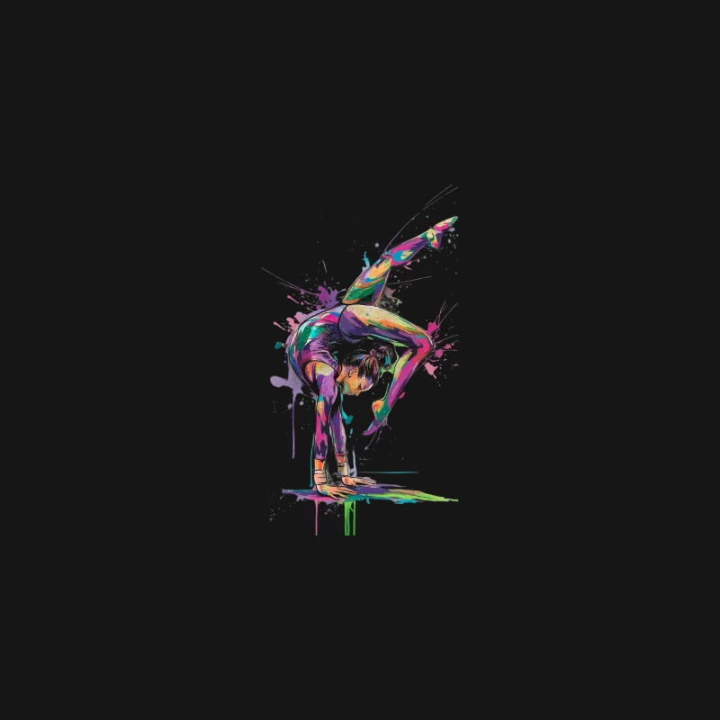 Vibrant Abstract Gymnast Painted with Splashes of Color Desk Mat