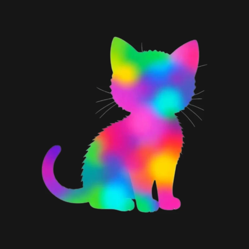 Rainbow Gradient Cat Silhouette Art Mouse Pad