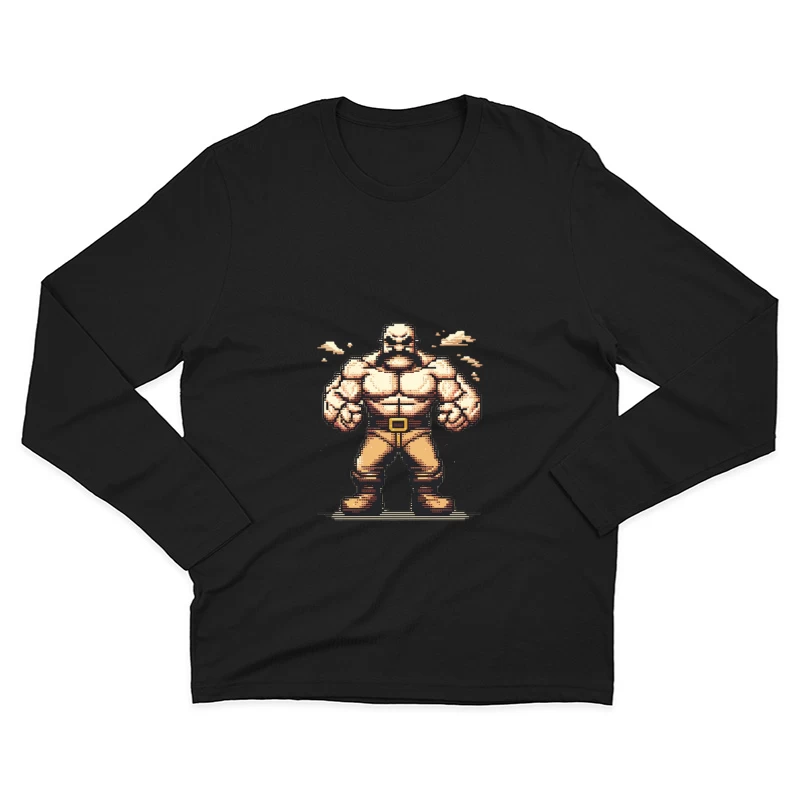 Muscular Pixel Art Fighter Character in Retro Gaming Style Male Long Sleeve T-Shirt