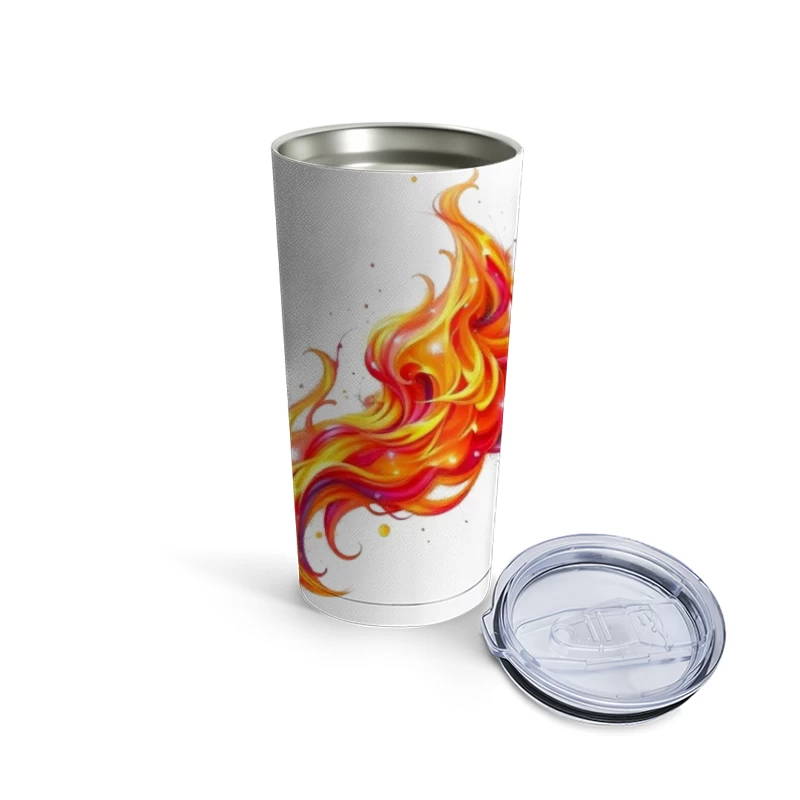 Vibrant Watercolor Fire Flame Art Travel Mug