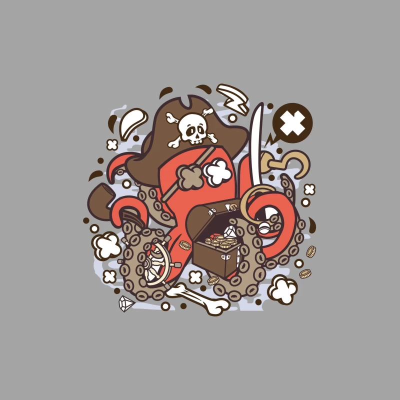 Poulpe Pirate avec Trésor et Épée Femme T-Shirt