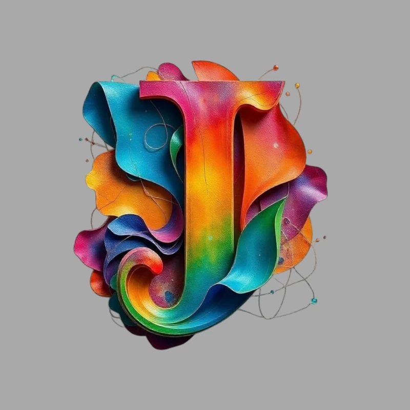 3D Colorful Abstract Typography Letter J Design Male Pullover Hoodie