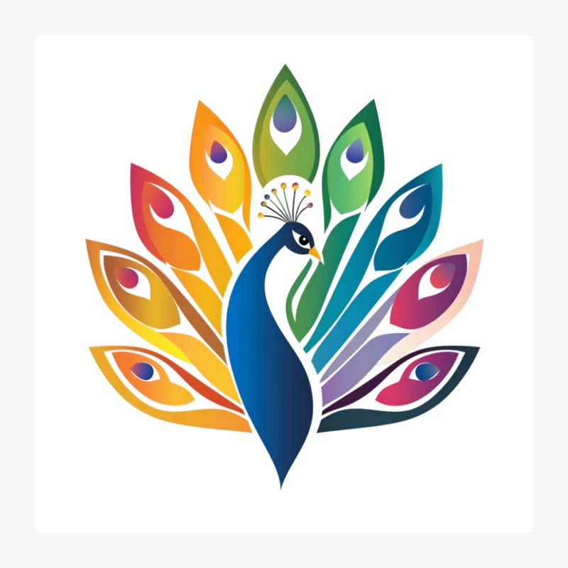 Colorful Abstract Peacock Logo Design Pin