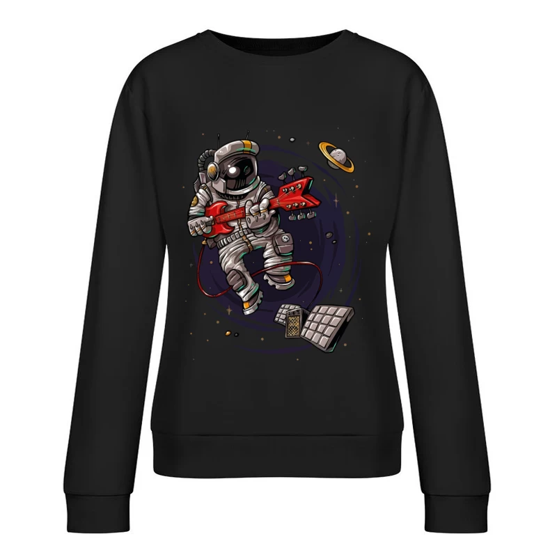 Astronaut Rocker in Space Female Pullover Sweatshirt