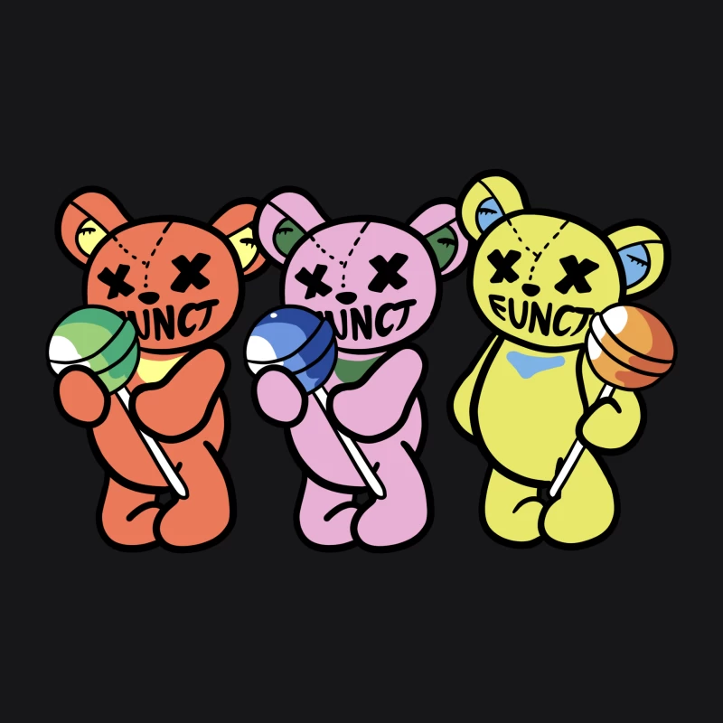 Bunte Teddybären mit Lutschern Damen Pullover Hoodie