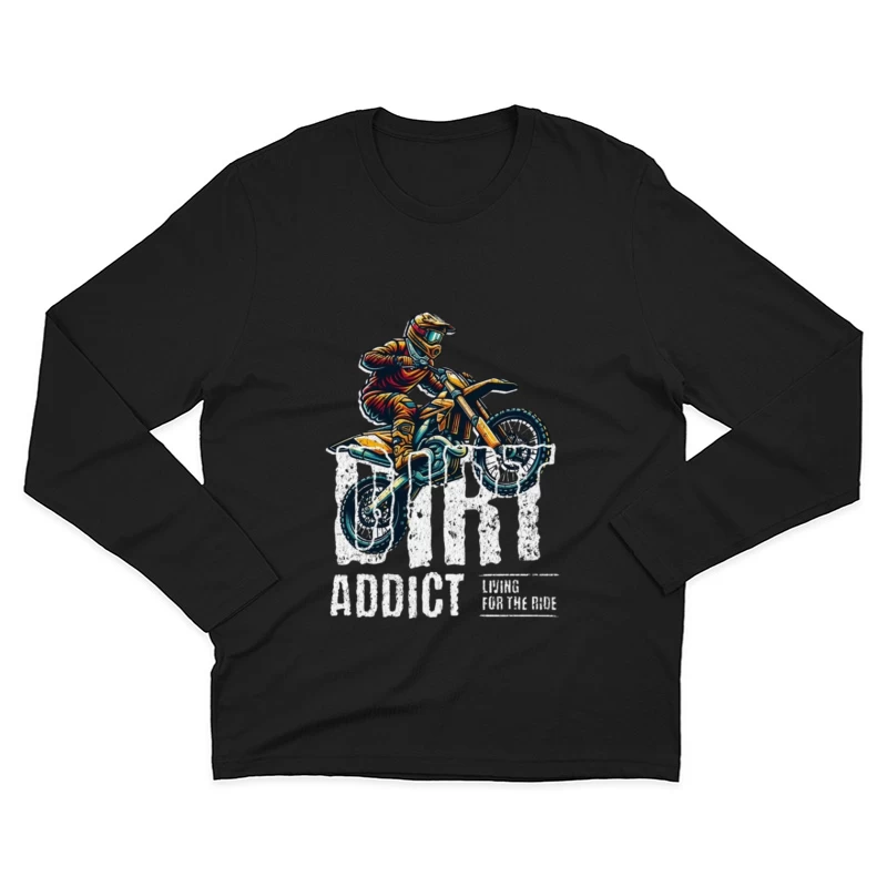 Dynamic Motocross Rider Illustration in Action Male Long Sleeve T-Shirt