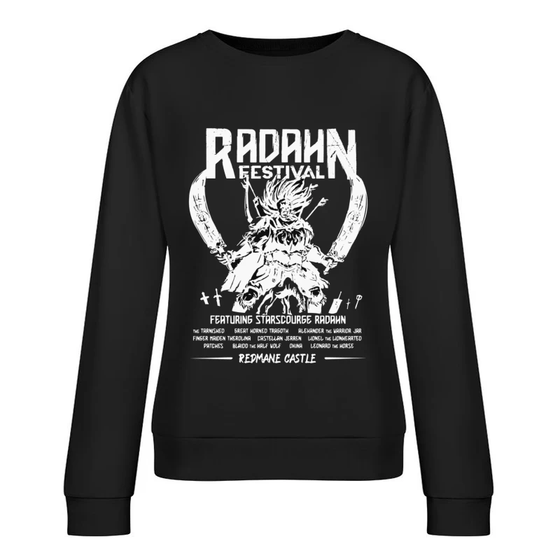 Black and White Manga-Style Festival Poster for Radahn Event Female Pullover Sweatshirt