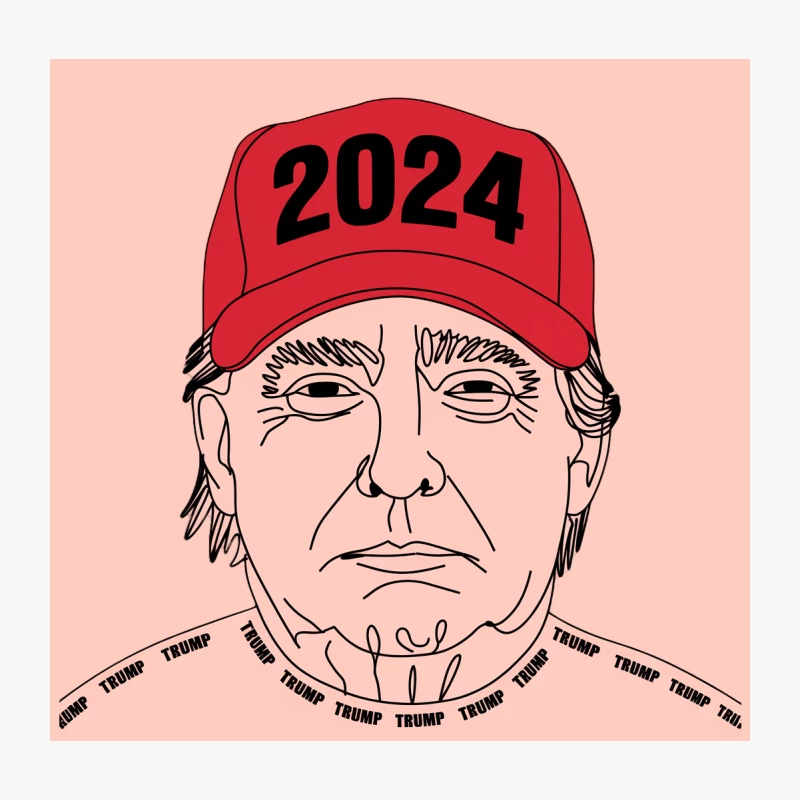 2024 Political Campaign Illustration with Red Cap Throw Pillow