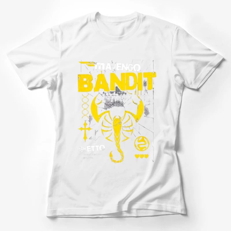 Yellow Bandit Scorpion Grunge Logo Design Female T-Shirt