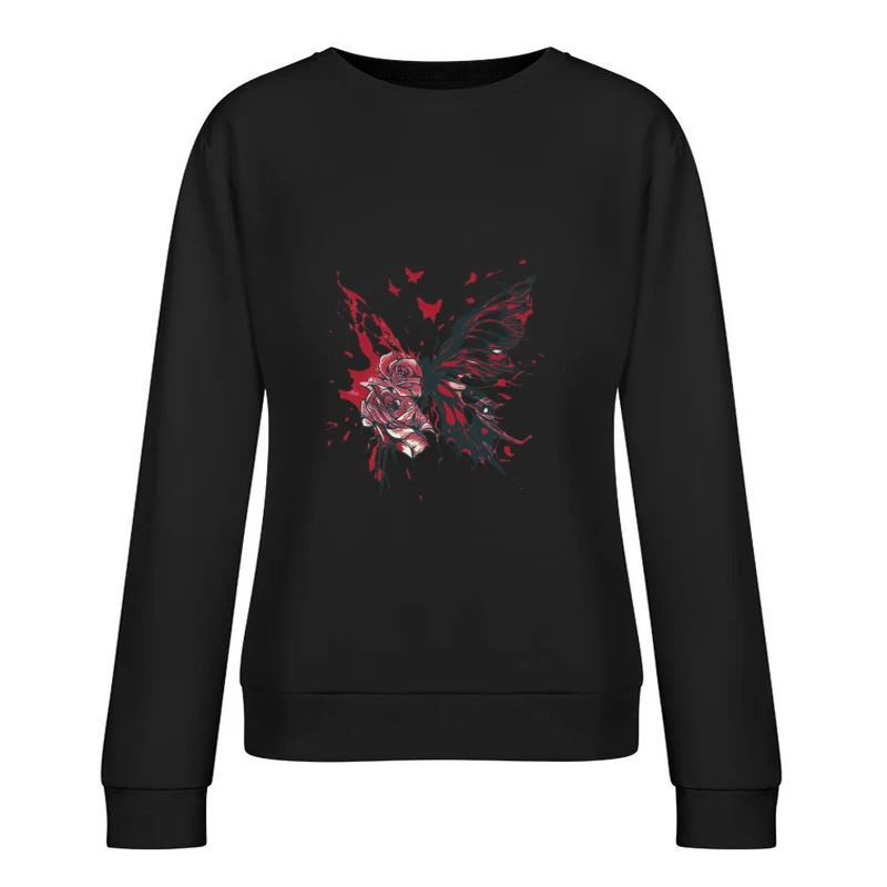 Ailes de papillon avec roses Femme Sweat-shirt à enfiler