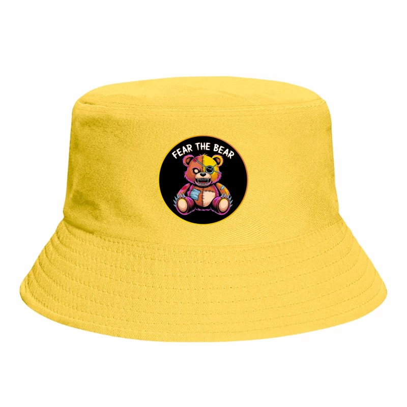 Scary Stitched Teddy Bear  "Fear The Bear" Bucket Hat