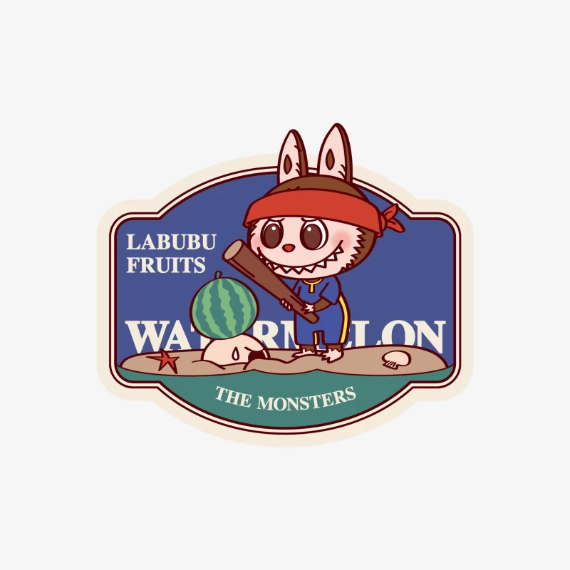 Labubu Figur mit Wassermelone Herren Pullover Sweatshirt
