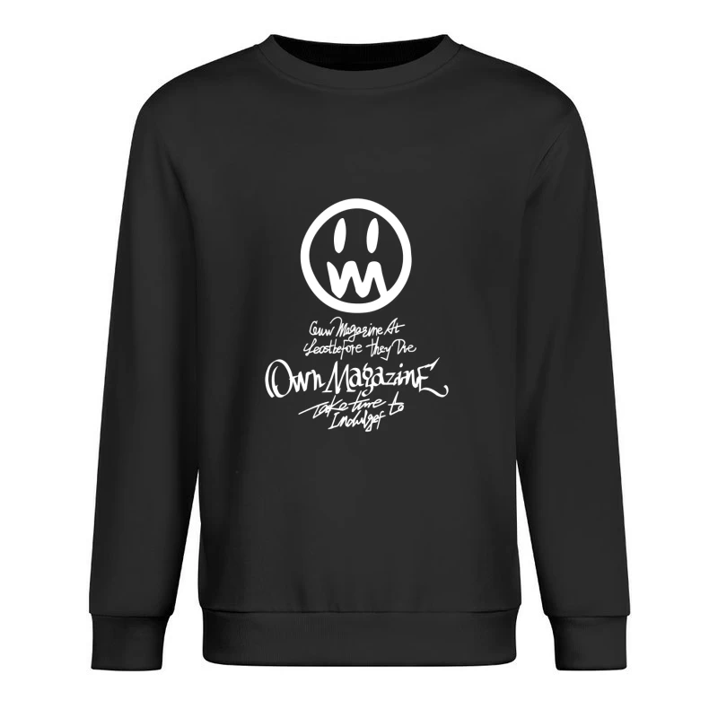 Lächelndes Gesicht und Magazine-Slogan Herren Pullover Sweatshirt