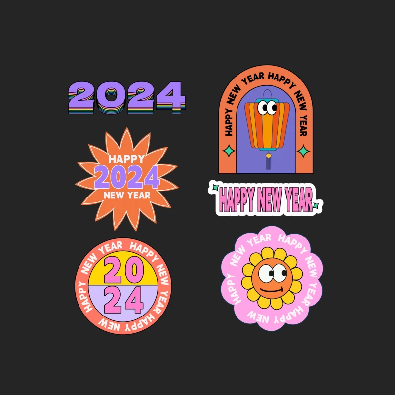 Fröhliches Neues Jahr 2024 mit bunten Grafiken Herren Pullover Sweatshirt