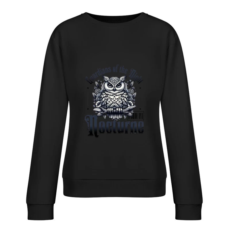 Gothic Night Guardian Owl Vintage Illustration Female Pullover Sweatshirt