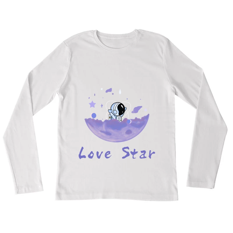Astronaut im lila Mond Damen Langarm T-Shirt