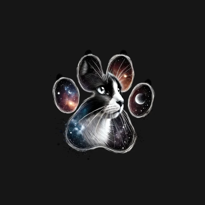 Cosmic Cat Paw Print Art Male Long Sleeve T-Shirt