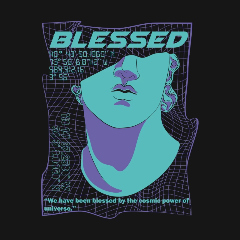 Futuristische Venus-Büste mit Segensbotschaft Herren T-Shirt