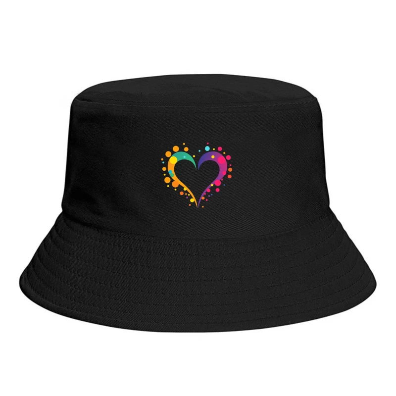 Colorful Abstract Heart Logo with Rainbow Dots Bucket Hat