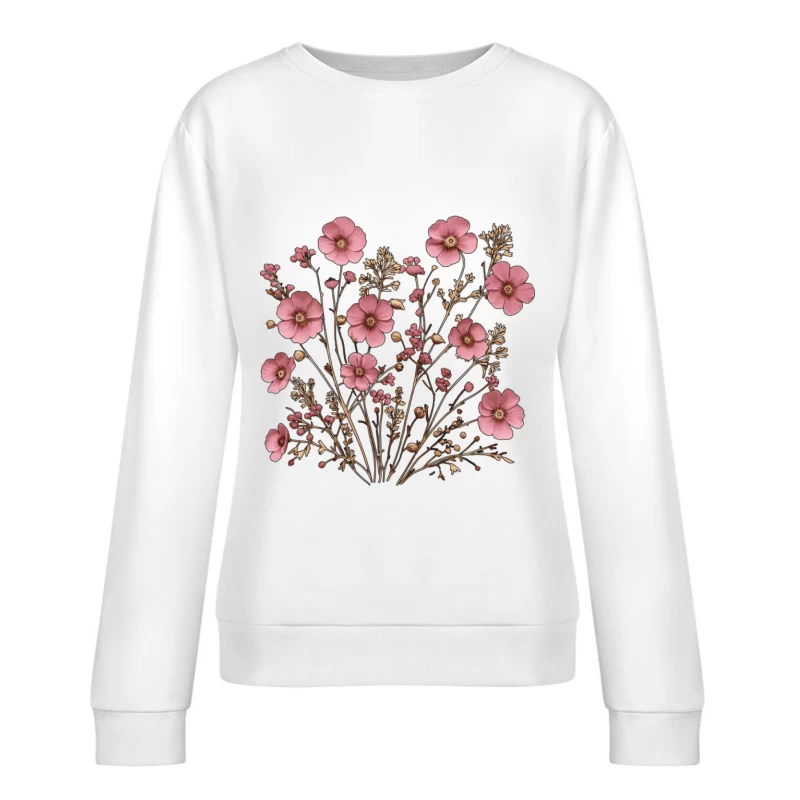 Rosa Blumenstrauß mit filigranen Zweigen Damen Pullover Sweatshirt
