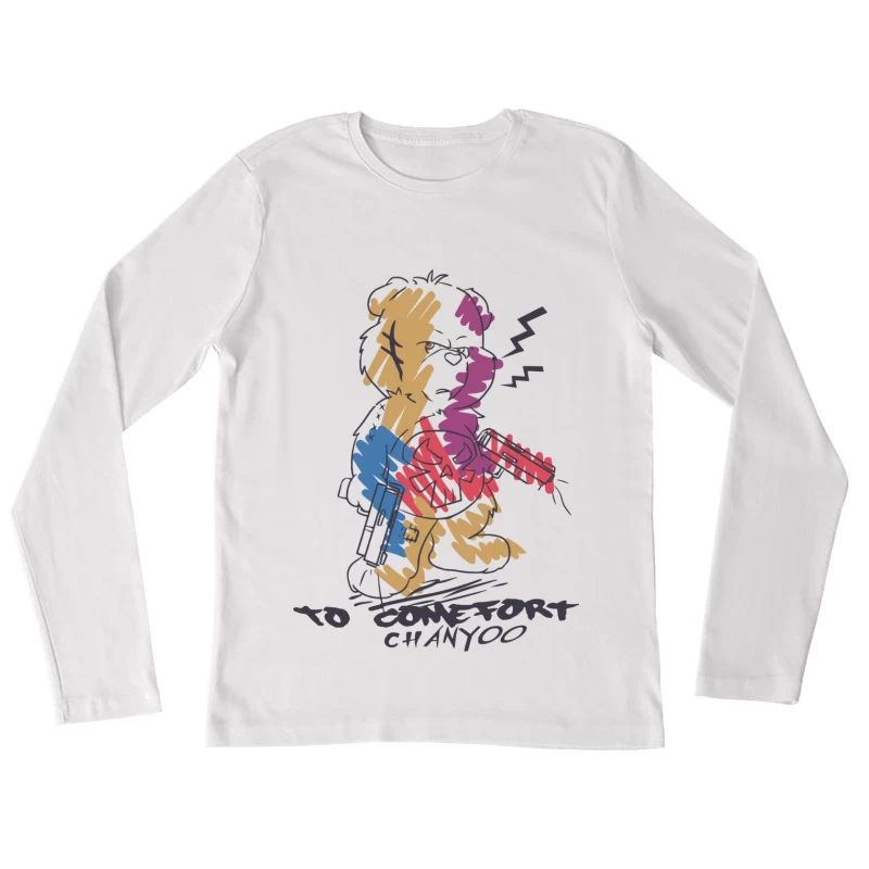 Farbenfrohes tierisches Design mit Kaffee Damen Langarm T-Shirt