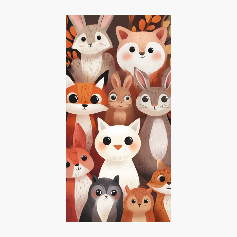Cute Woodland Animals Cartoon Illustration in Autumn Colors iPhone Case