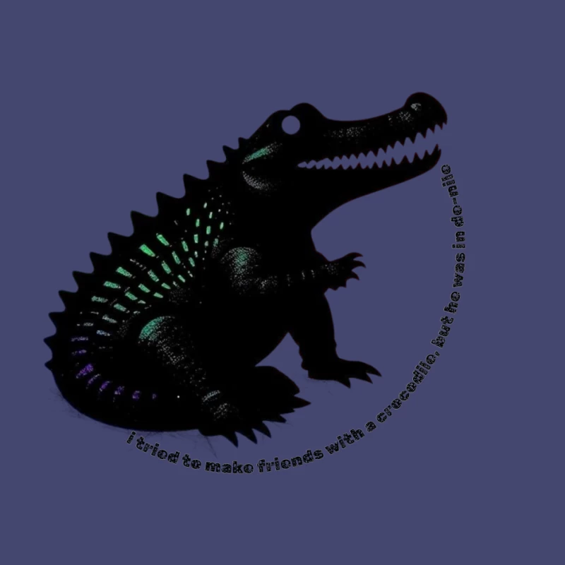 Friendly Black Dinosaur Silhouette with Friendship Quote Pin