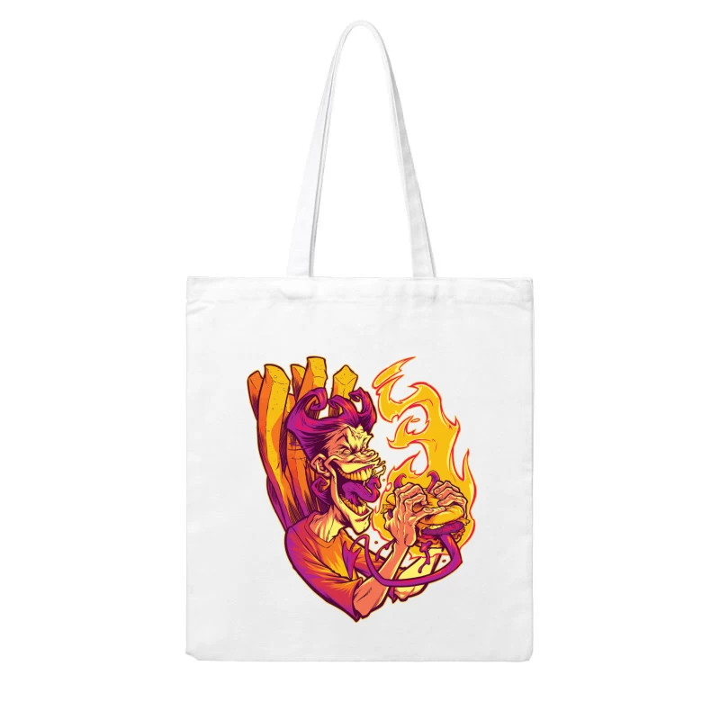 Flaming Burger Delight Cotton Tote Bag