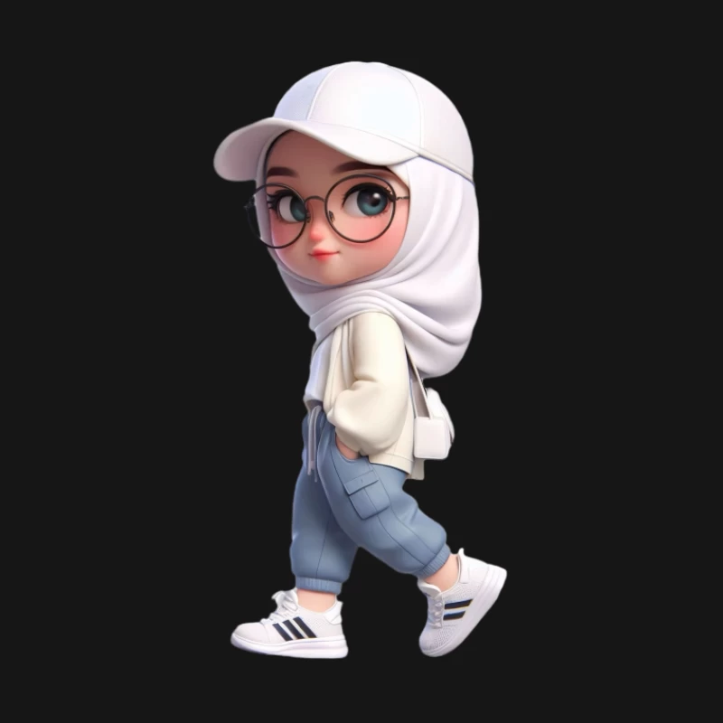 Stilvolles Mädchen mit Brille und Hijab Herren Langarm T-Shirt