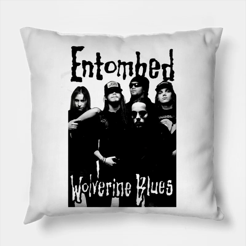 Entombed Wolverine Blues Black White Throw Pillow