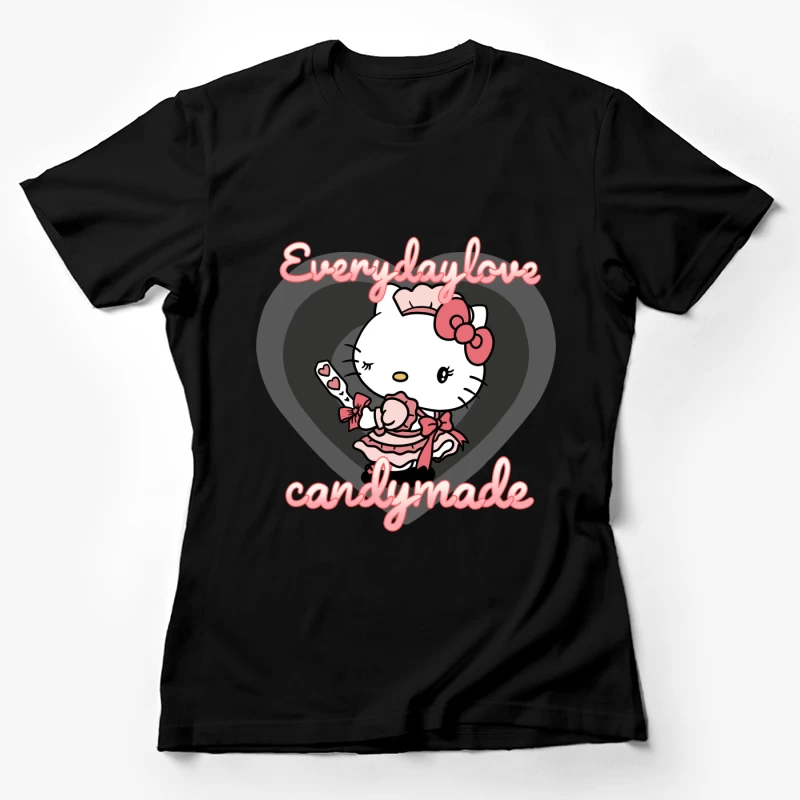 Niedliches Herz-Katzen-Design Damen T-Shirt