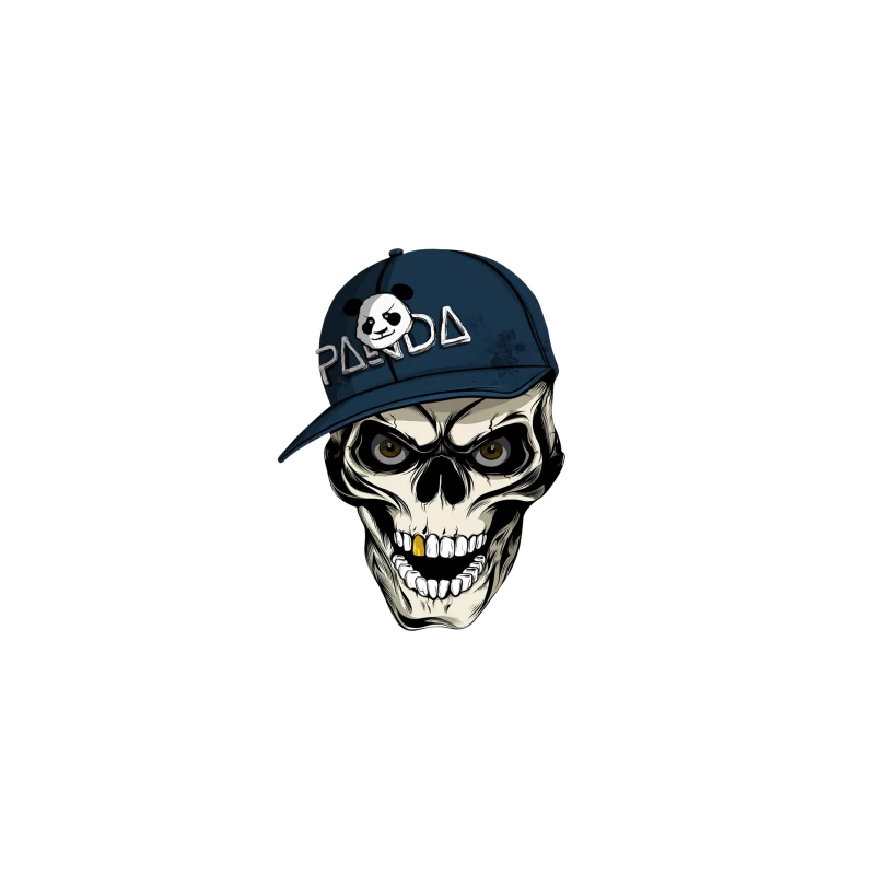 Skull with Panda Cap Graphic Illustration iPhone Case