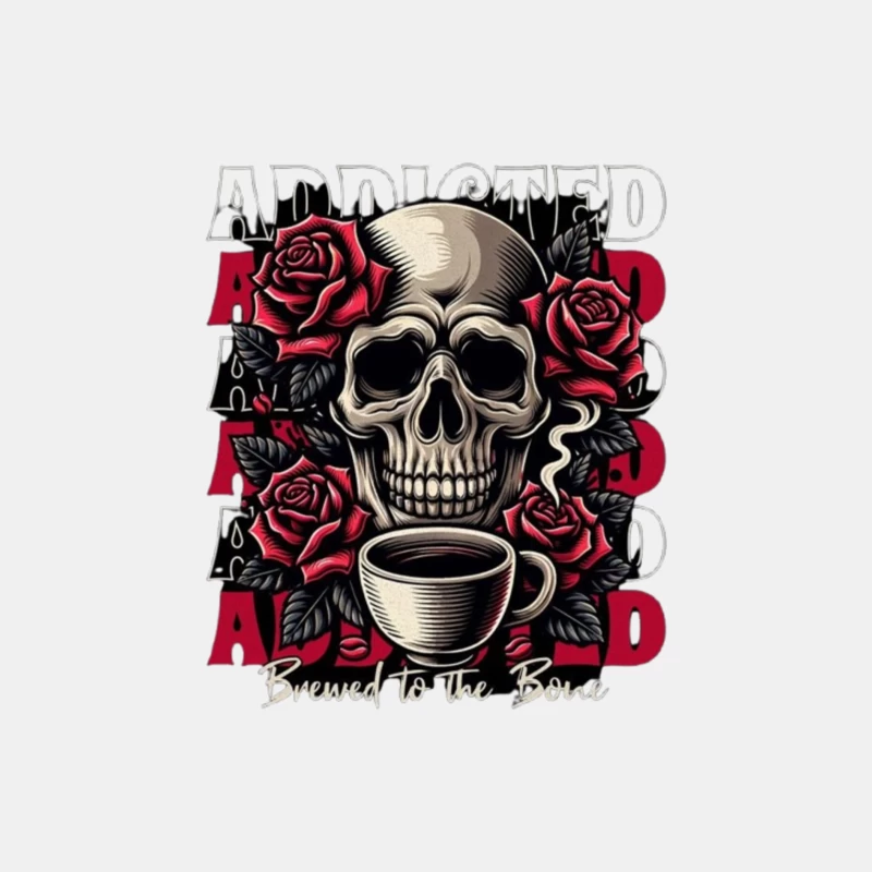 Gothic Skull with Roses and Coffee - "Brewed to the Bone" Male Tank Top