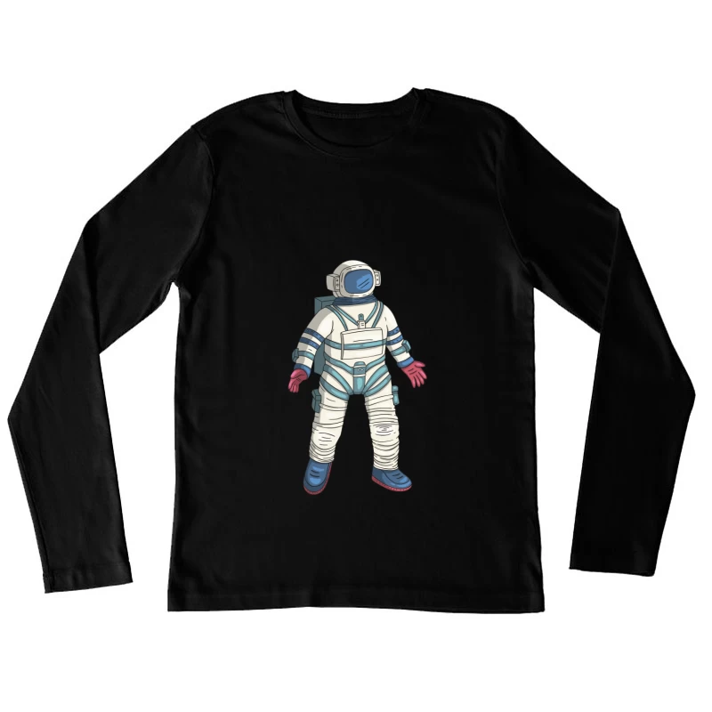 Illustration eines Astronautenanzugs im Comic-Stil Damen Langarm T-Shirt